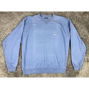 Vtg Faconnable Blue Sweatshirt Embroidered Magpie Crest Portugal Sz M